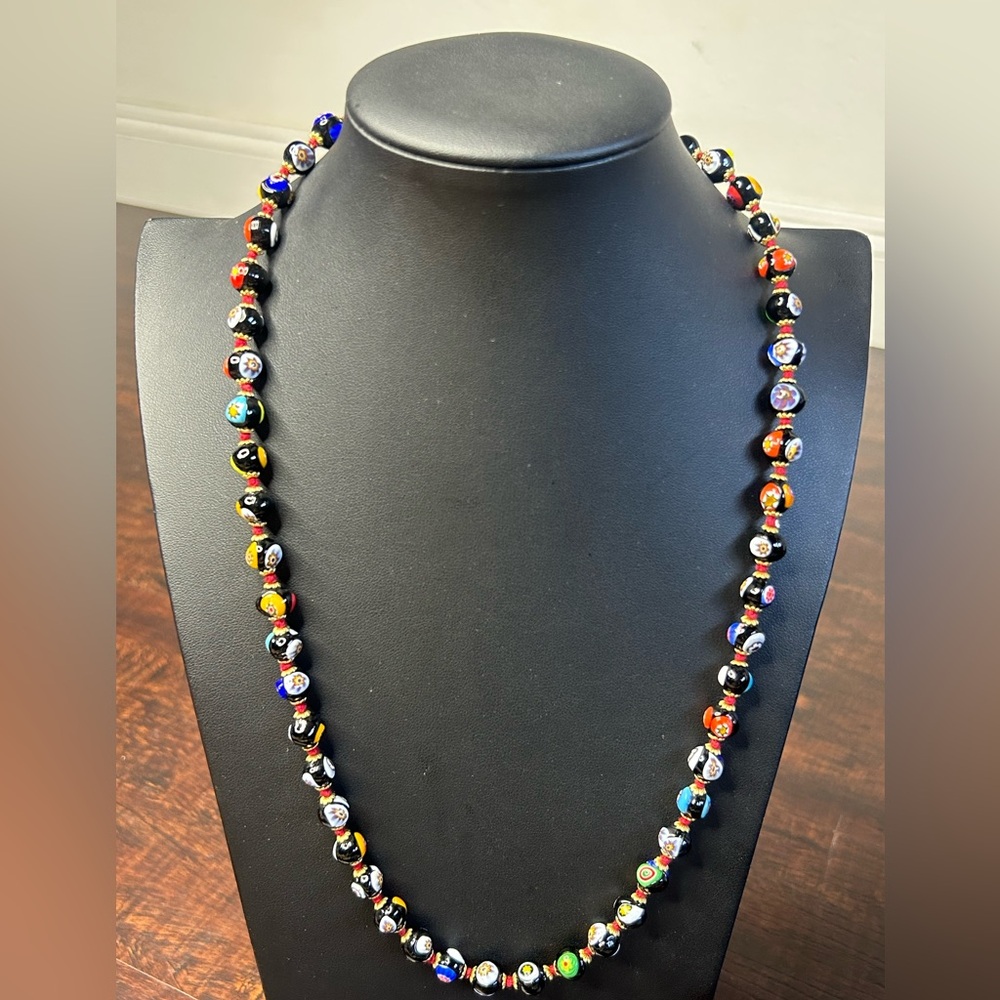Vintage Murano Italian Millefiori Beaded Necklace